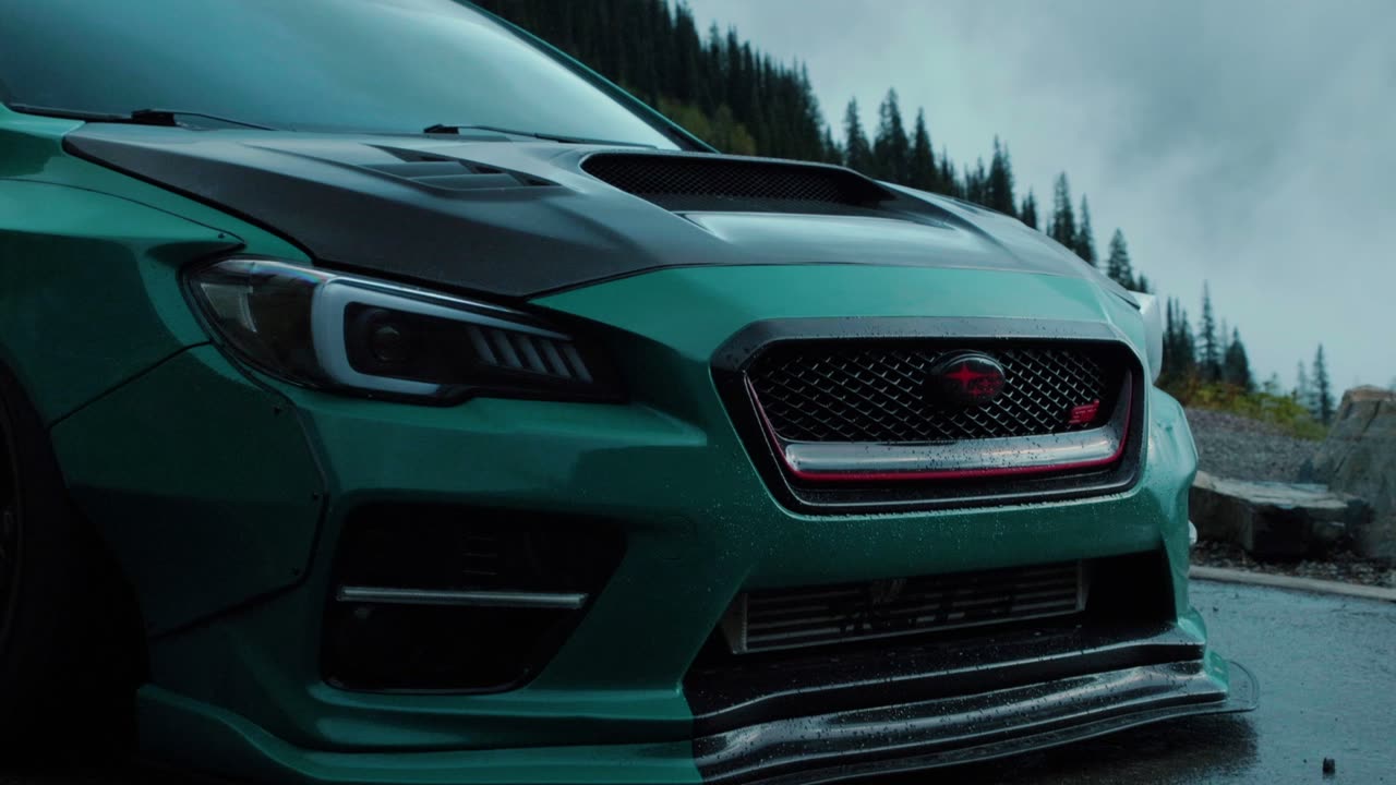 Teal STI front detail on the pass
