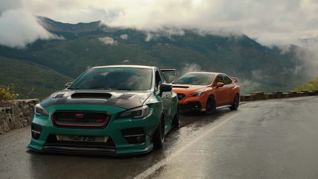 Both cars nose to nose on the pass